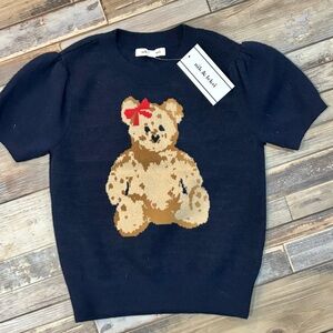 NWT Nik & Leksi Teddy Bear sweater girl size 7/8